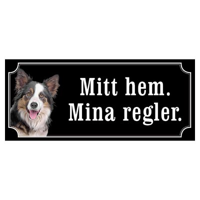 Border collie hundskylt gammaldags stil emaljskylt hund