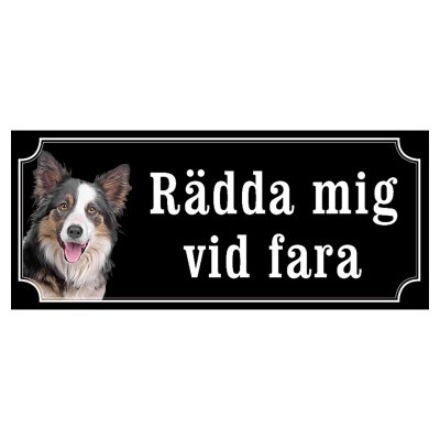 Border collie hundskylt gammaldags stil emaljskylt hund