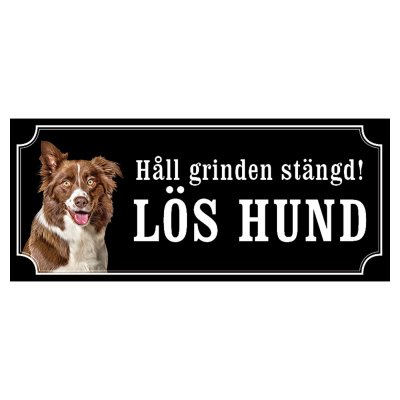 Border collie hundskylt gammaldags stil emaljskylt hund