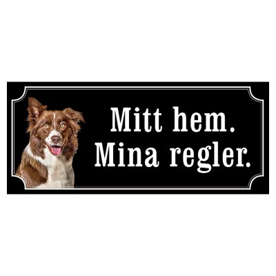 Border collie hundskylt gammaldags stil emaljskylt hund