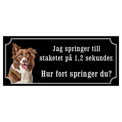 Border collie hundskylt gammaldags stil emaljskylt hund