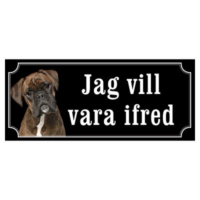 Boxer brun/svart hundskylt gammaldags stil emaljskylt hund