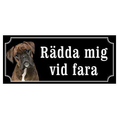 Boxer brun/svart hundskylt gammaldags stil emaljskylt hund