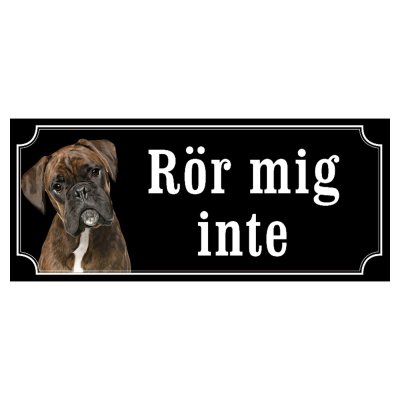 Boxer brun/svart hundskylt gammaldags stil emaljskylt hund