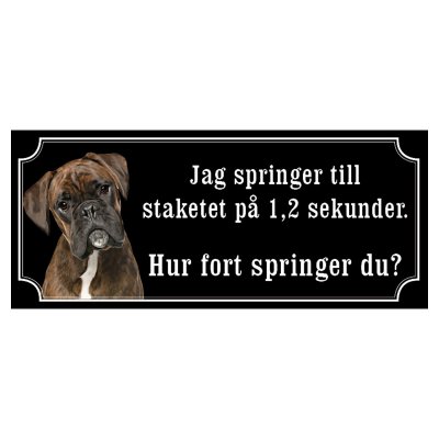 Boxer brun/svart hundskylt gammaldags stil emaljskylt hund