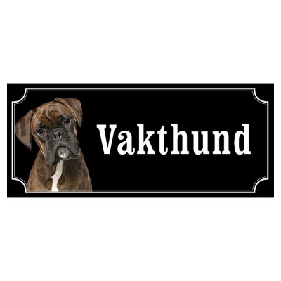 Boxer brun/svart hundskylt gammaldags stil emaljskylt hund
