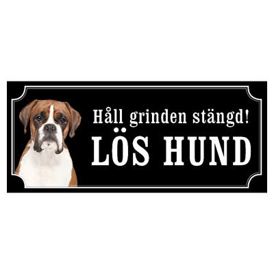 Boxer ljusbrun/vit hundskylt gammaldags stil emaljskylt hund
