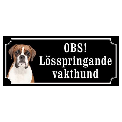 Boxer ljusbrun/vit hundskylt gammaldags stil emaljskylt hund
