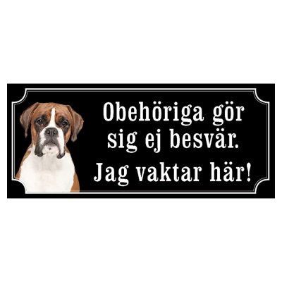 Boxer ljusbrun/vit hundskylt gammaldags stil emaljskylt hund