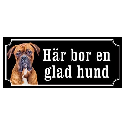 Boxer orangebrun/vit hundskylt gammaldags stil emaljskylt hund