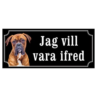 Boxer orangebrun/vit hundskylt gammaldags stil emaljskylt hund