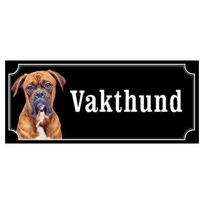 Boxer orangebrun/vit hundskylt gammaldags stil emaljskylt hund