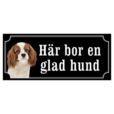 Cavalier charles brun/vit hundskylt gammaldags stil emaljskylt hund
