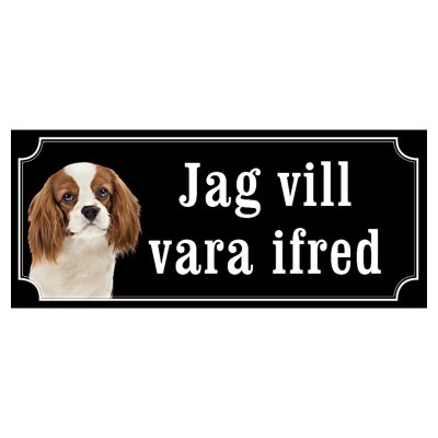 Cavalier charles brun/vit hundskylt gammaldags stil emaljskylt hund