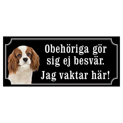 Cavalier charles brun/vit hundskylt gammaldags stil emaljskylt hund