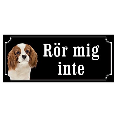 Cavalier charles brun/vit hundskylt gammaldags stil emaljskylt hund