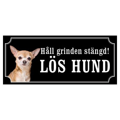Chihuahua ljusbrun/vit hundskylt gammaldags stil emaljskylt hund