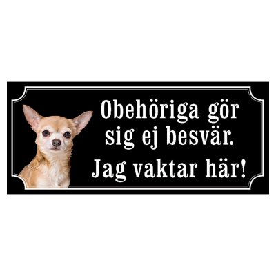 Chihuahua ljusbrun/vit hundskylt gammaldags stil emaljskylt hund