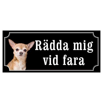 Chihuahua ljusbrun/vit hundskylt gammaldags stil emaljskylt hund