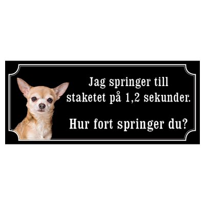 Chihuahua ljusbrun/vit hundskylt gammaldags stil emaljskylt hund