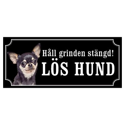 Chihuahua svart/vit hundskylt gammaldags stil emaljskylt hund
