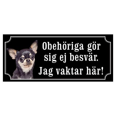 Chihuahua svart/vit hundskylt gammaldags stil emaljskylt hund
