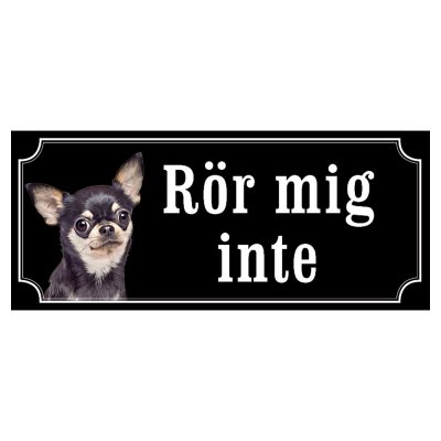 Chihuahua svart/vit hundskylt gammaldags stil emaljskylt hund