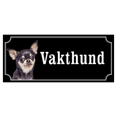 Chihuahua svart/vit hundskylt gammaldags stil emaljskylt hund