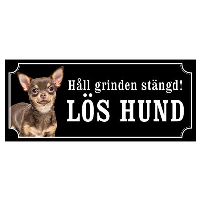 Chihuahua mörkbrun/brun hundskylt gammaldags stil emaljskylt hund