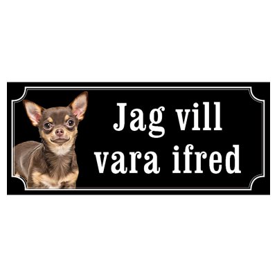Chihuahua mörkbrun/brun hundskylt gammaldags stil emaljskylt hund