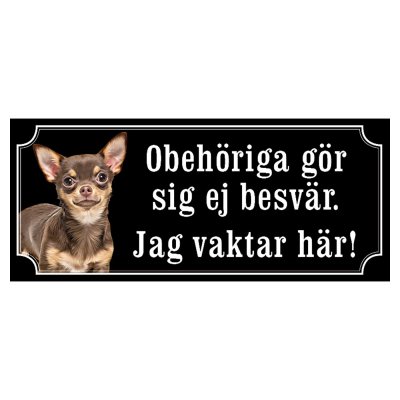 Chihuahua mörkbrun/brun hundskylt gammaldags stil emaljskylt hund