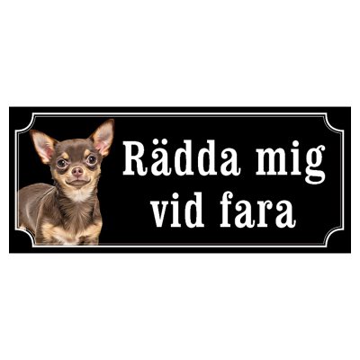 Chihuahua mörkbrun/brun hundskylt gammaldags stil emaljskylt hund