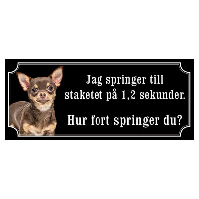 Chihuahua mörkbrun/brun hundskylt gammaldags stil emaljskylt hund