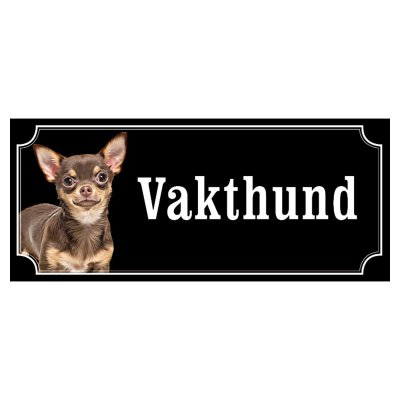 Chihuahua mörkbrun/brun hundskylt gammaldags stil emaljskylt hund