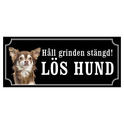 Chihuahua mörkbrun/grå hundskylt gammaldags stil emaljskylt hund