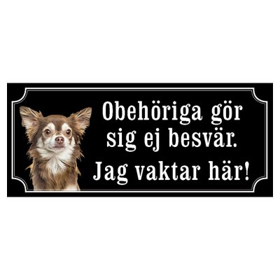 Chihuahua mörkbrun/grå hundskylt gammaldags stil emaljskylt hund