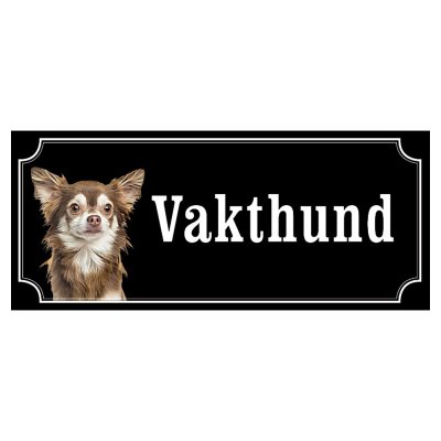 Chihuahua mörkbrun/grå hundskylt gammaldags stil emaljskylt hund