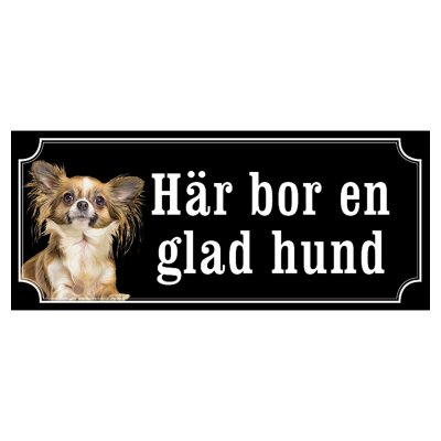 Chihuahua orangebrun/vit hundskylt gammaldags stil emaljskylt hund