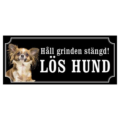 Chihuahua orangebrun/vit hundskylt gammaldags stil emaljskylt hund