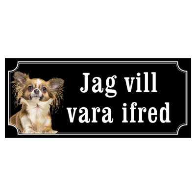 Chihuahua orangebrun/vit hundskylt gammaldags stil emaljskylt hund