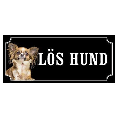 Chihuahua orangebrun/vit hundskylt gammaldags stil emaljskylt hund