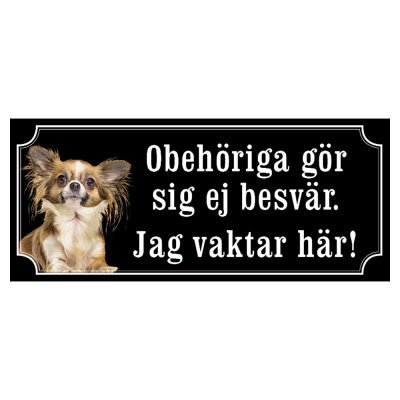 Chihuahua orangebrun/vit hundskylt gammaldags stil emaljskylt hund