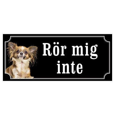Chihuahua orangebrun/vit hundskylt gammaldags stil emaljskylt hund