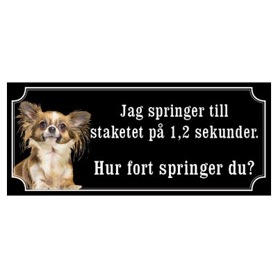 Chihuahua orangebrun/vit hundskylt gammaldags stil emaljskylt hund