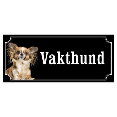 Chihuahua orangebrun/vit hundskylt gammaldags stil emaljskylt hund