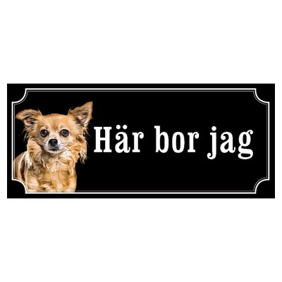 Chihuahua helbrun hundskylt gammaldags stil emaljskylt hund