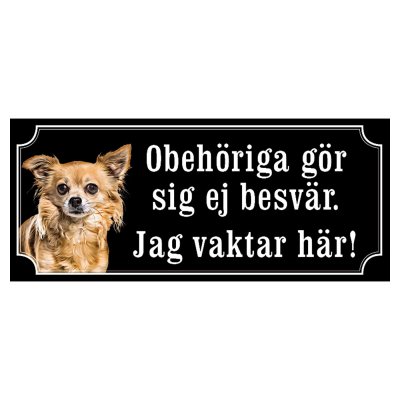 Chihuahua helbrun hundskylt gammaldags stil emaljskylt hund