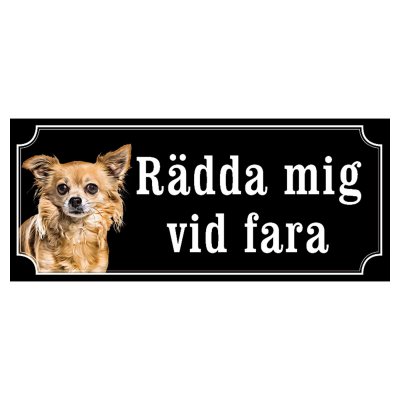 Chihuahua helbrun hundskylt gammaldags stil emaljskylt hund