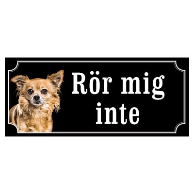 Chihuahua helbrun hundskylt gammaldags stil emaljskylt hund