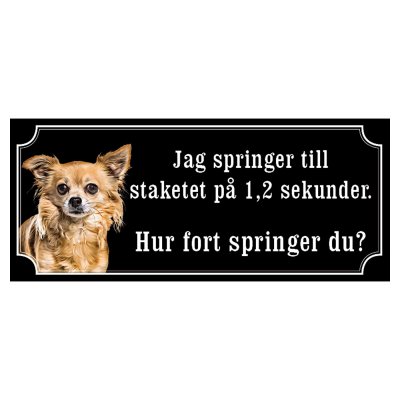 Chihuahua helbrun hundskylt gammaldags stil emaljskylt hund